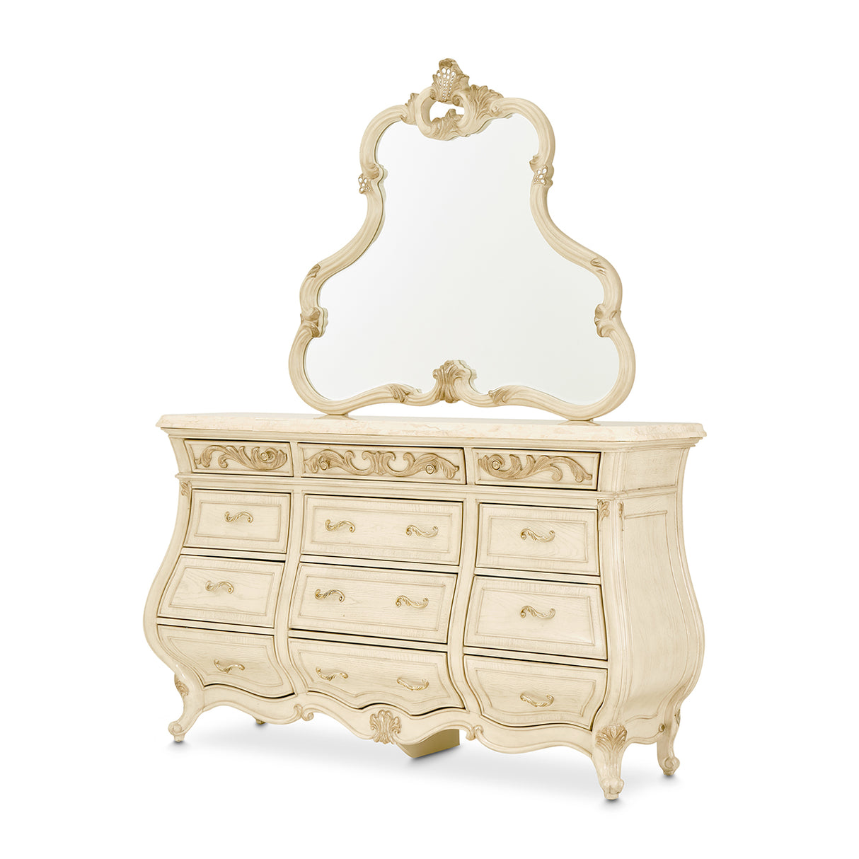 Platine De Royale Champagne Dresser With Mirror from Michael Amini - Luna Furniture