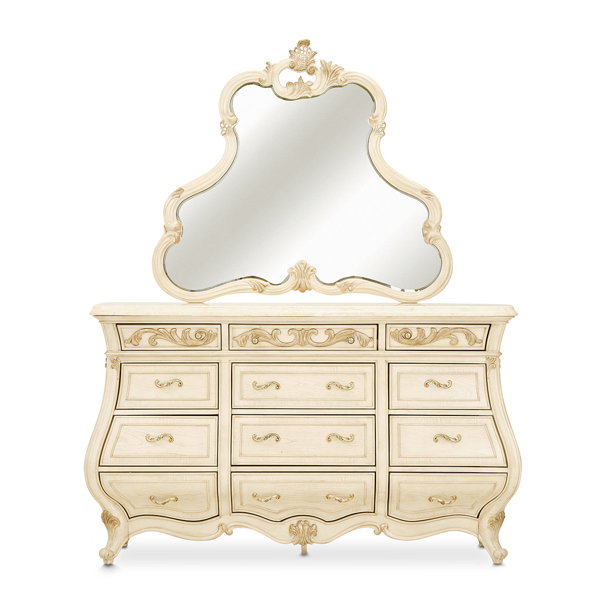 Platine De Royale Champagne Dresser With Mirror from Michael Amini - Luna Furniture
