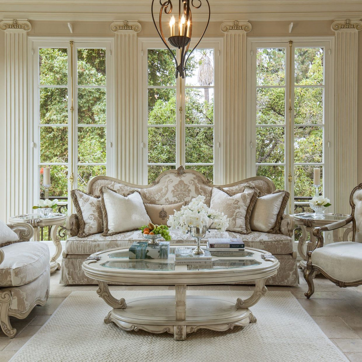 Platine De Royale Champagne Oval Cocktail Table from Michael Amini - Luna Furniture