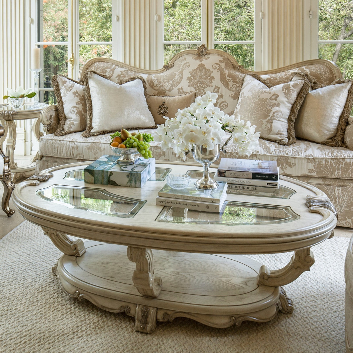 Platine De Royale Champagne Oval Cocktail Table from Michael Amini - Luna Furniture