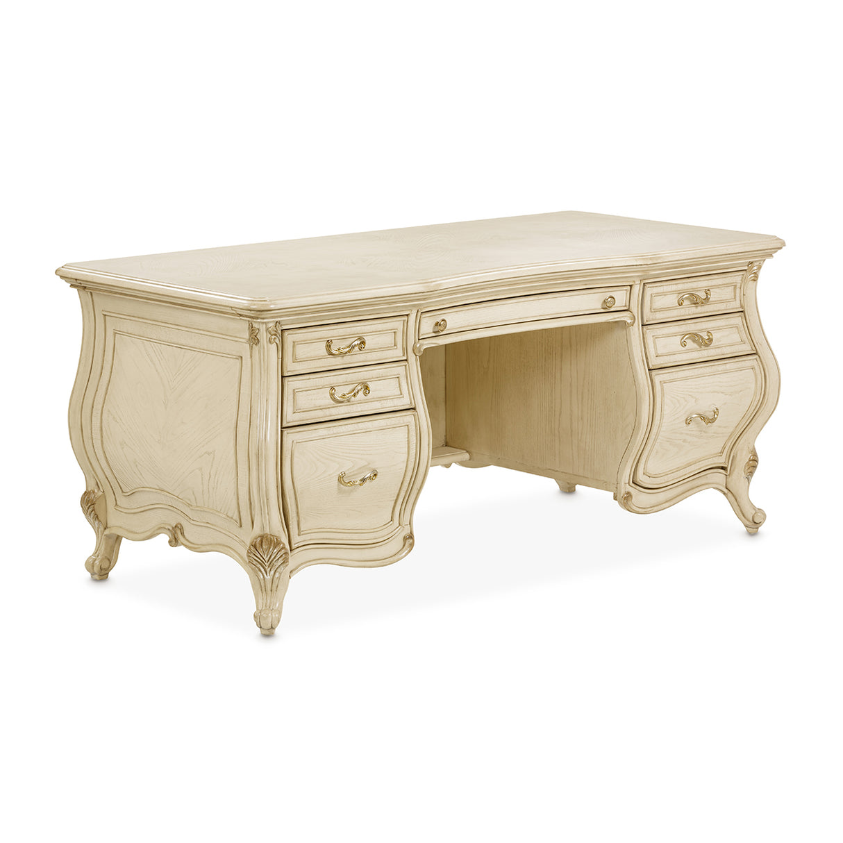 Platine De Royale Champagne Desk from Michael Amini - Luna Furniture
