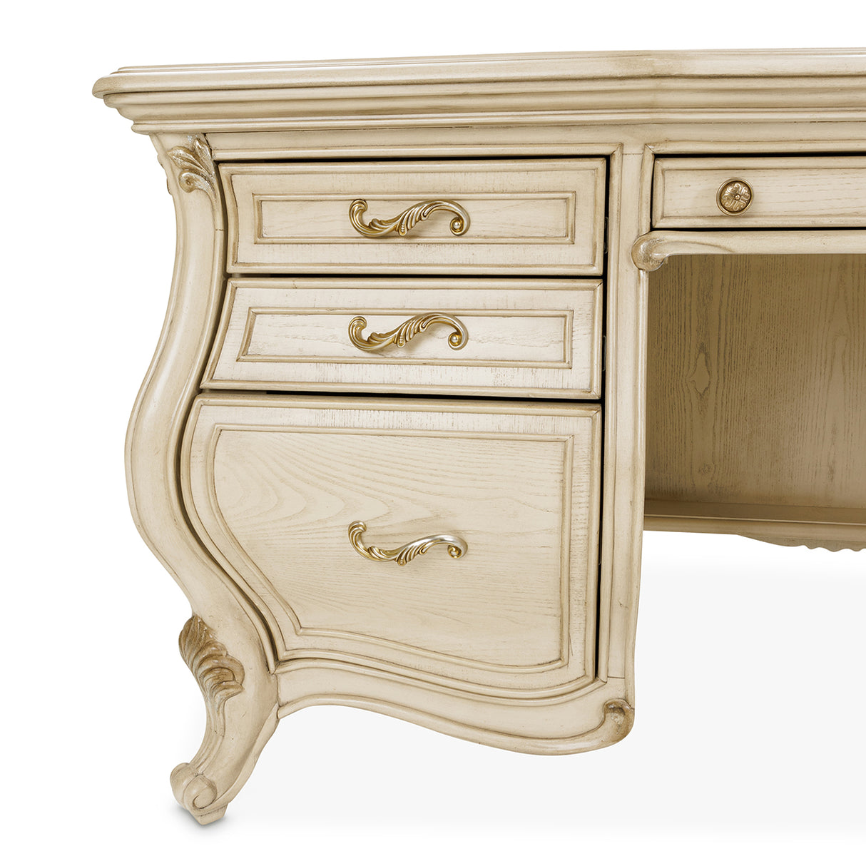 Platine De Royale Champagne Desk from Michael Amini - Luna Furniture