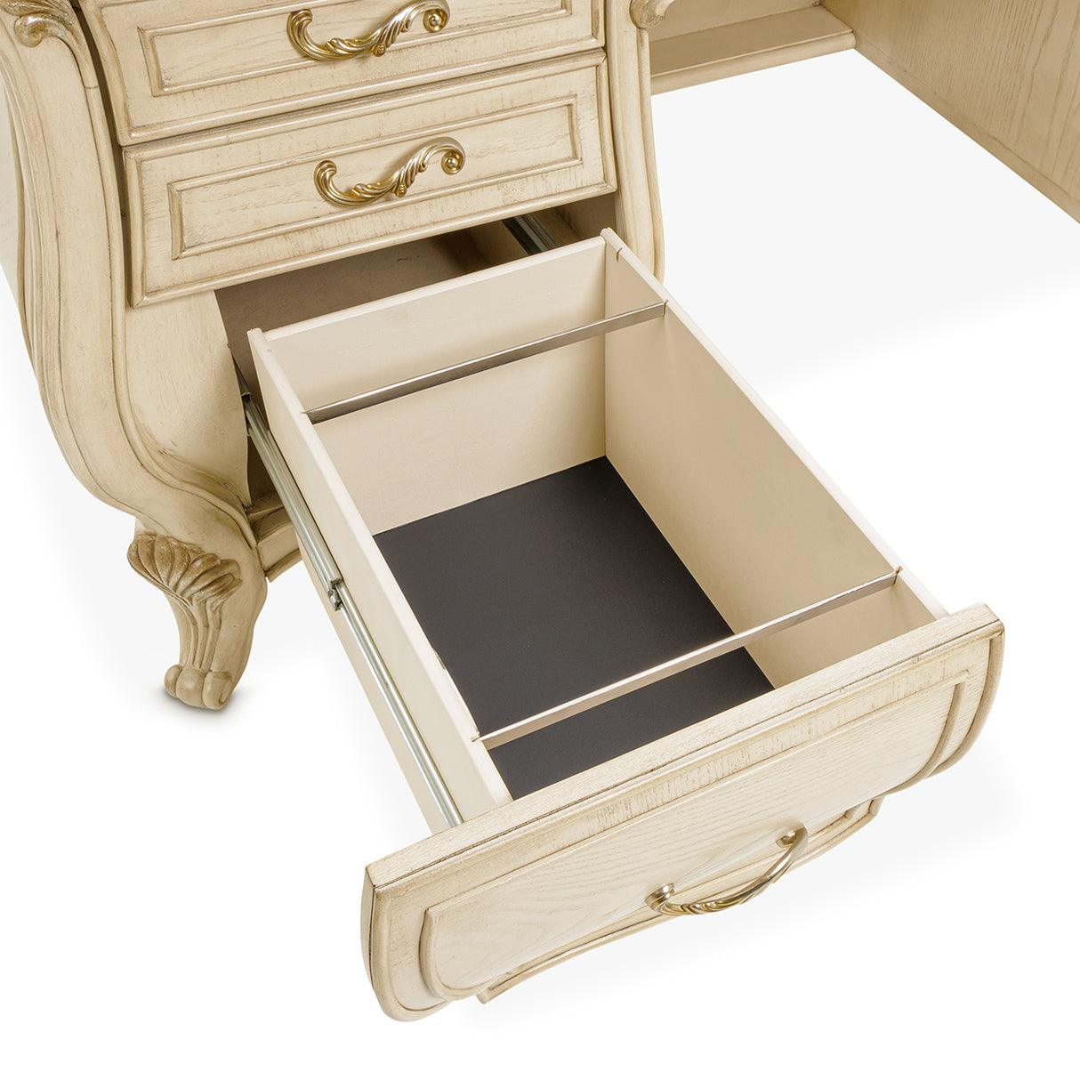 Platine De Royale Champagne Desk from Michael Amini - Luna Furniture