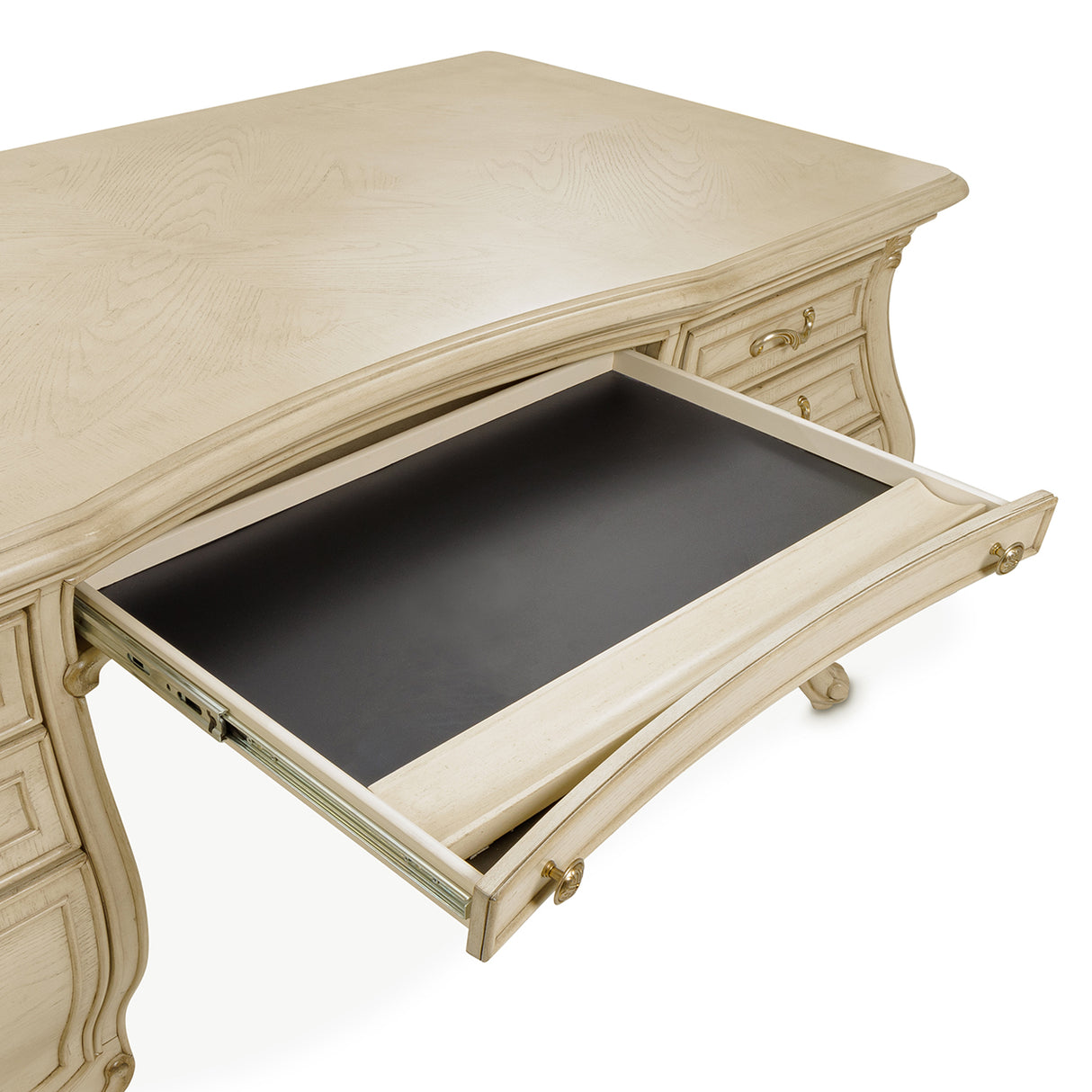 Platine De Royale Champagne Desk from Michael Amini - Luna Furniture