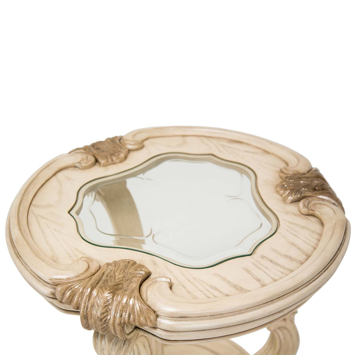 Platine De Royale Champagne Round Chairside Table from Michael Amini - Luna Furniture