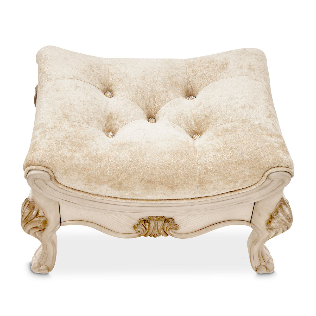 Platine De Royale Champagne Velvet Vanity Bench from Michael Amini - Luna Furniture
