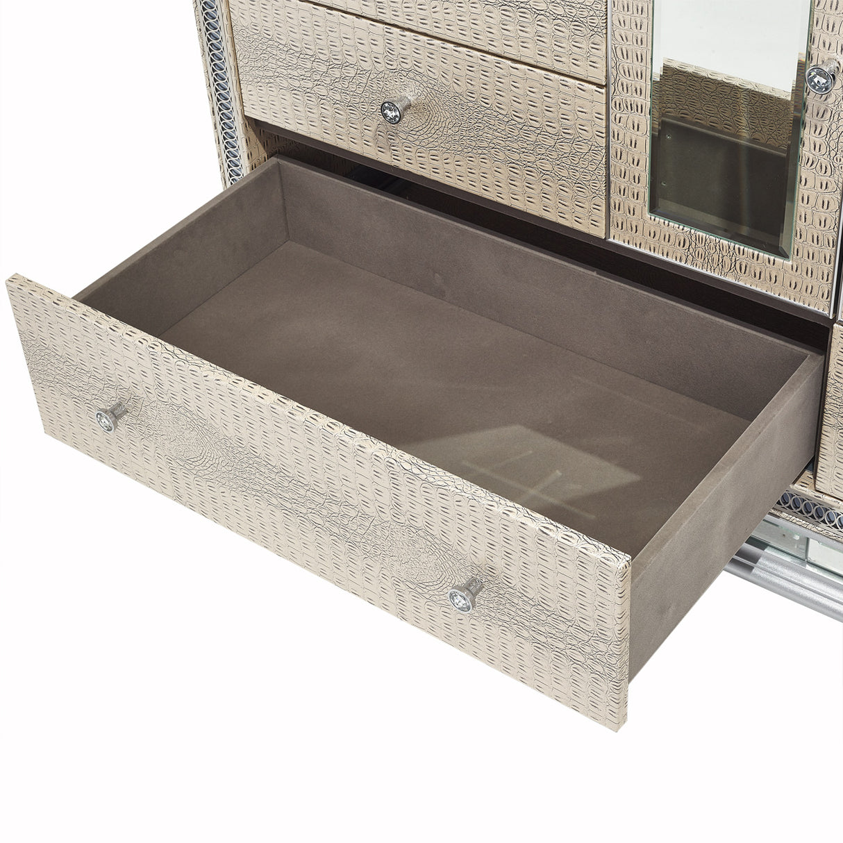 Hollywood Swank Crystal Croc Upholstered Dresser from Michael Amini - Luna Furniture