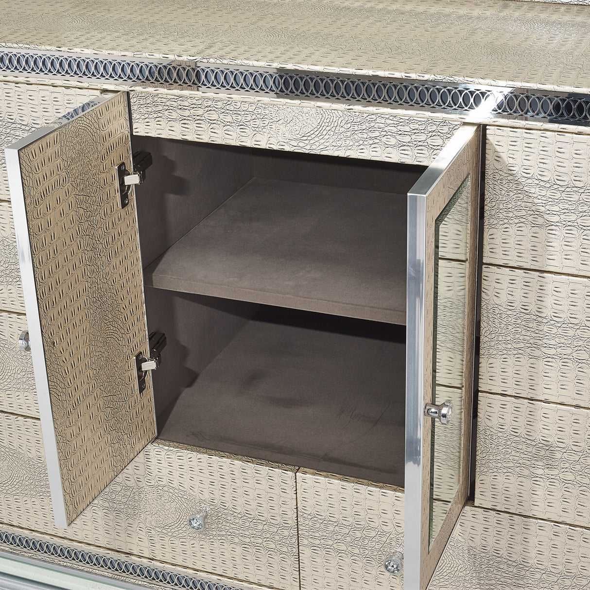Hollywood Swank Crystal Croc Upholstered Dresser from Michael Amini - Luna Furniture