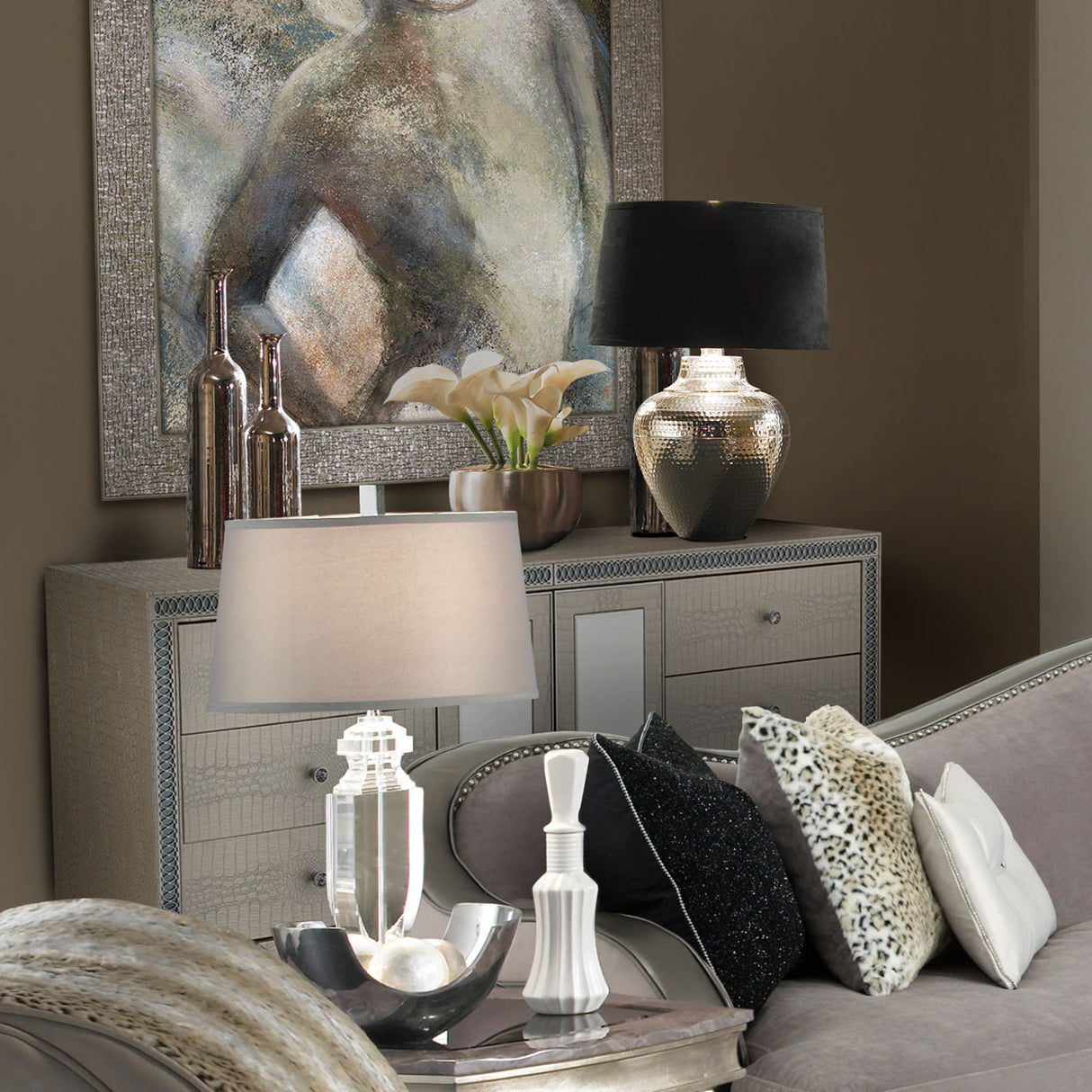 Hollywood Swank Crystal Croc Upholstered Dresser from Michael Amini - Luna Furniture