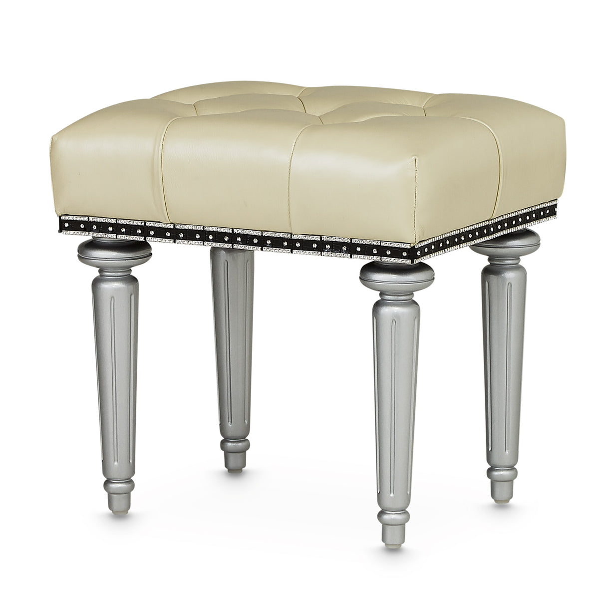 Hollywood Swank Creamy Pearl Vanity Bench from Michael Amini - Luna Furniture