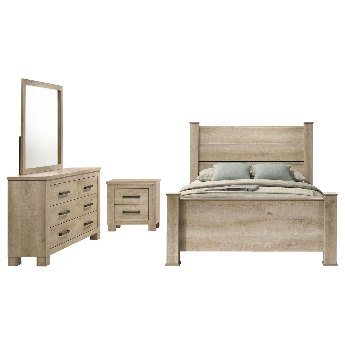 Oakglen Weathered Oak 4-piece Eastern King Bedroom Set from Coaster - Luna Furniture