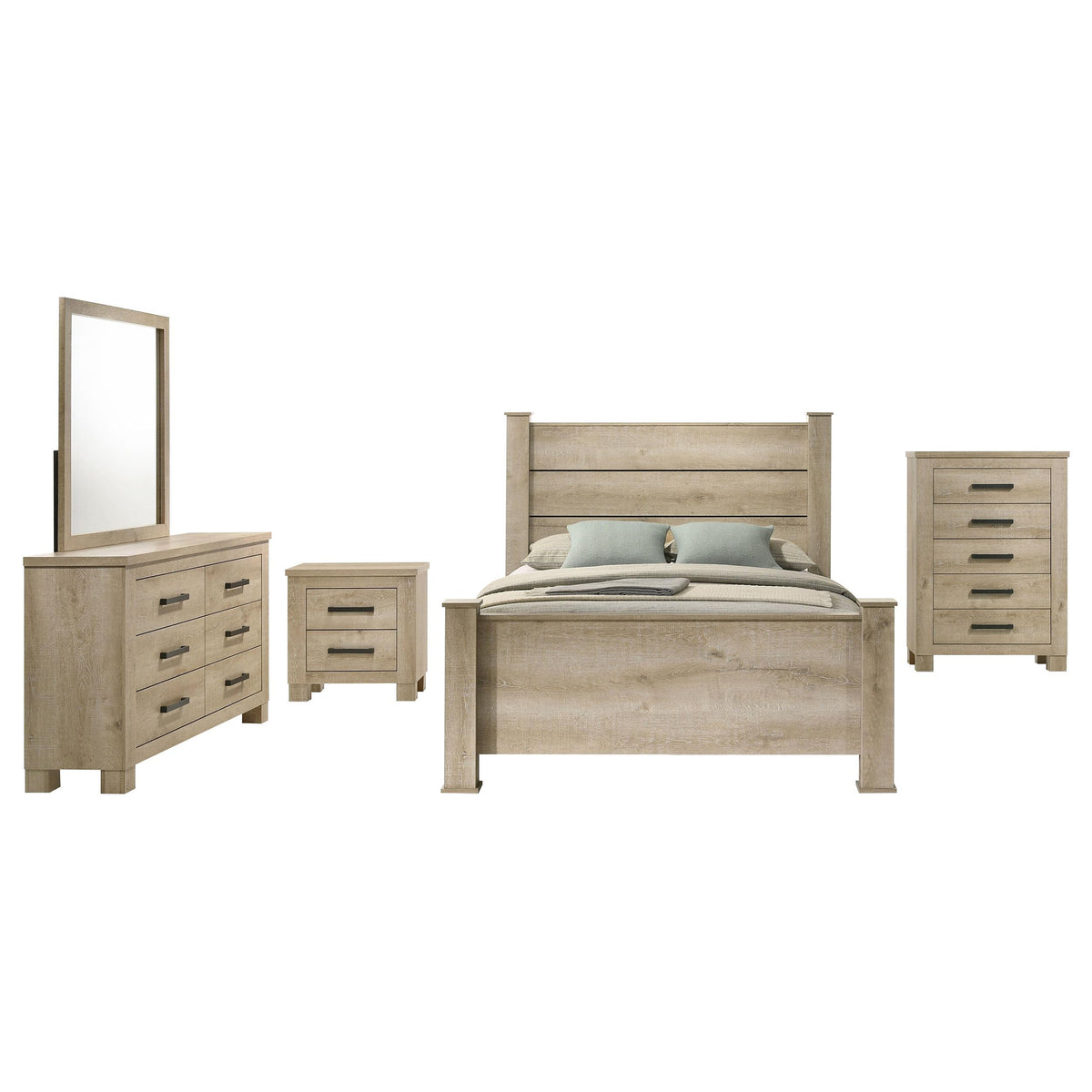 Oakglen Weathered Oak 5-piece Eastern King Bedroom Set from Coaster - Luna Furniture
