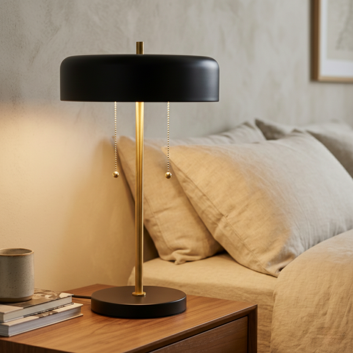 Obni Table Lamp with Black outer and White inner from Ashcroft Furniture - Luna Furniture