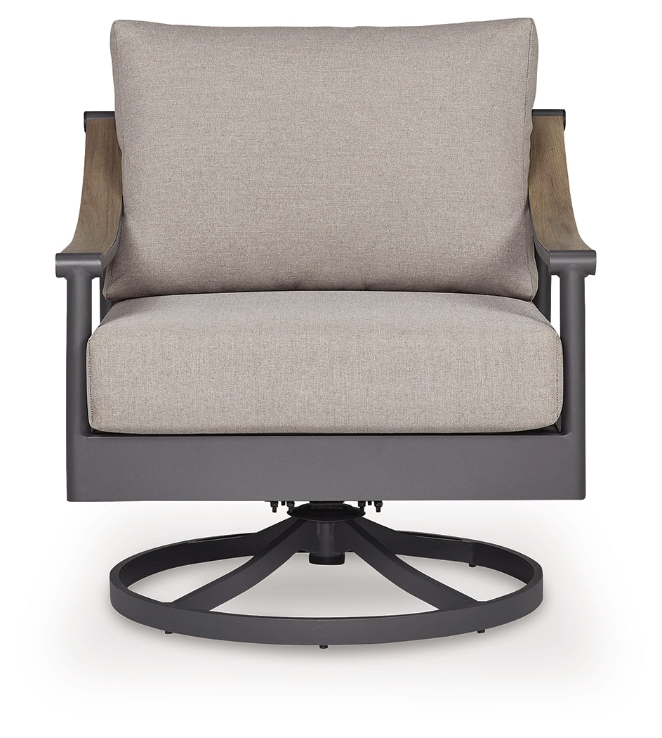 Ocean Beach Gray Outdoor Swivel Lounge with Cushion from Ashley Furniture - Luna Furniture