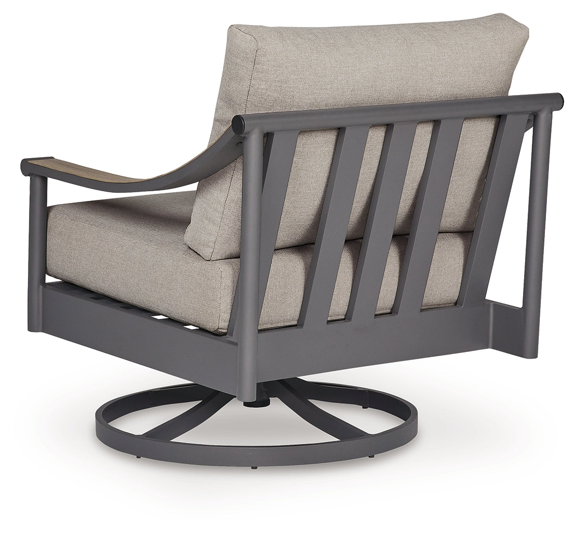 Ocean Beach Gray Outdoor Swivel Lounge with Cushion from Ashley Furniture - Luna Furniture