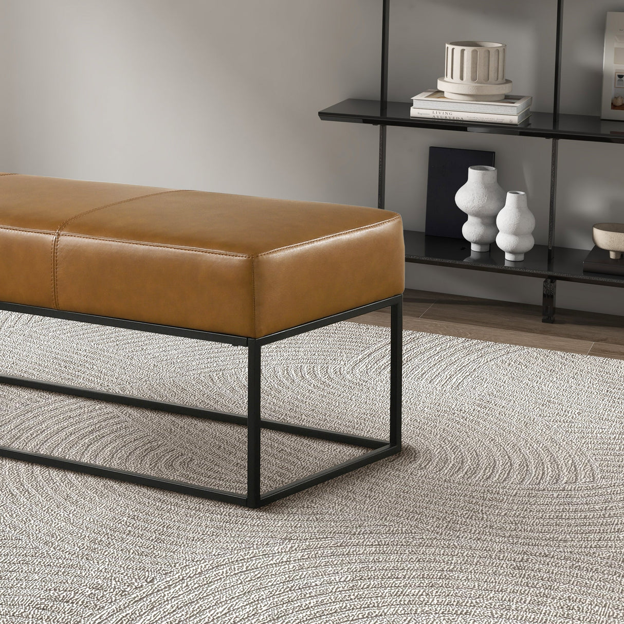 Odessa Tan Leather Bench from Midinmod - Luna Furniture