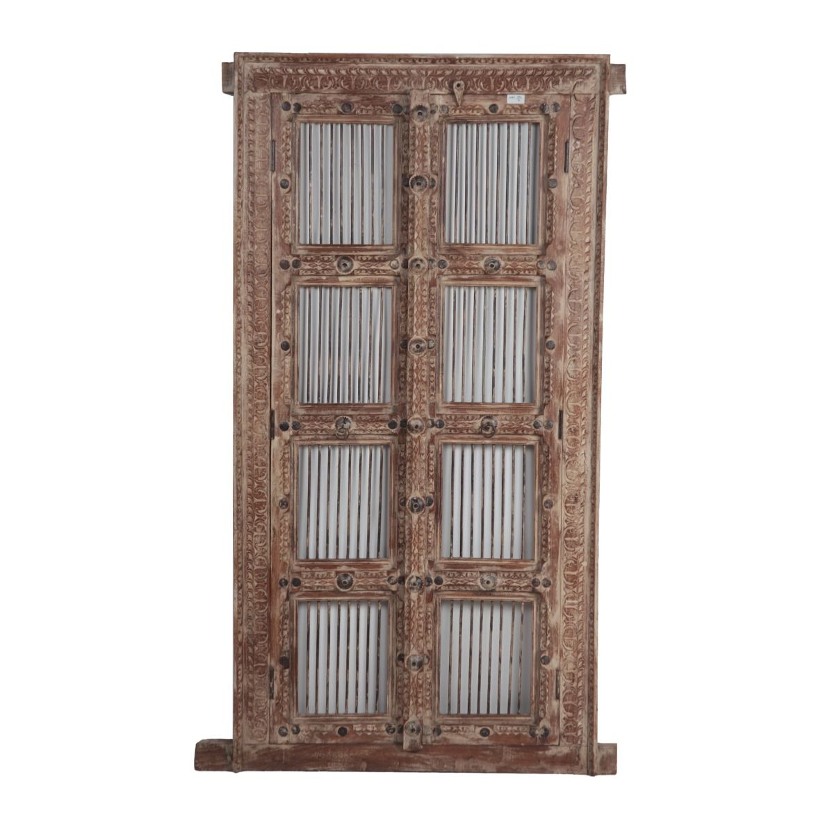 Carved Wood Door with Frame and Iron Rod, 2 Piece from Home Trends & Design - Luna Furniture