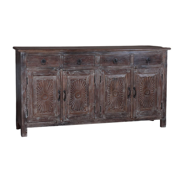 Starburst Carved Wood 67" Sideboard
