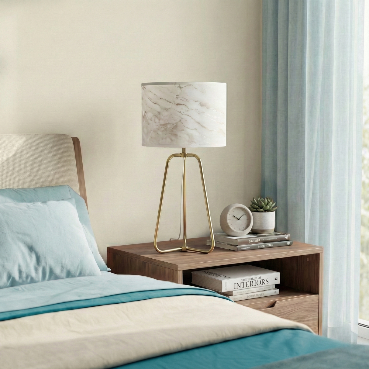 Optima Marble Lampshade Table Lamp - Bronze from Ashcroft Furniture - Luna Furniture