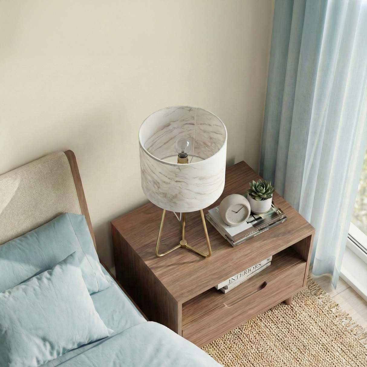 Optima Marble Lampshade Table Lamp - Bronze from Ashcroft Furniture - Luna Furniture