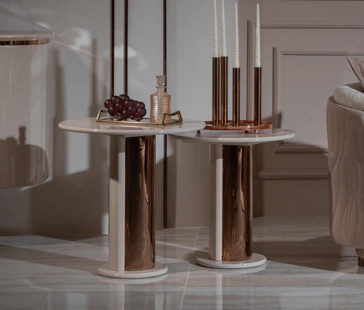 Opulenze Round Sofa Table, Set of 2 from Luna Luxury - Luna Furniture