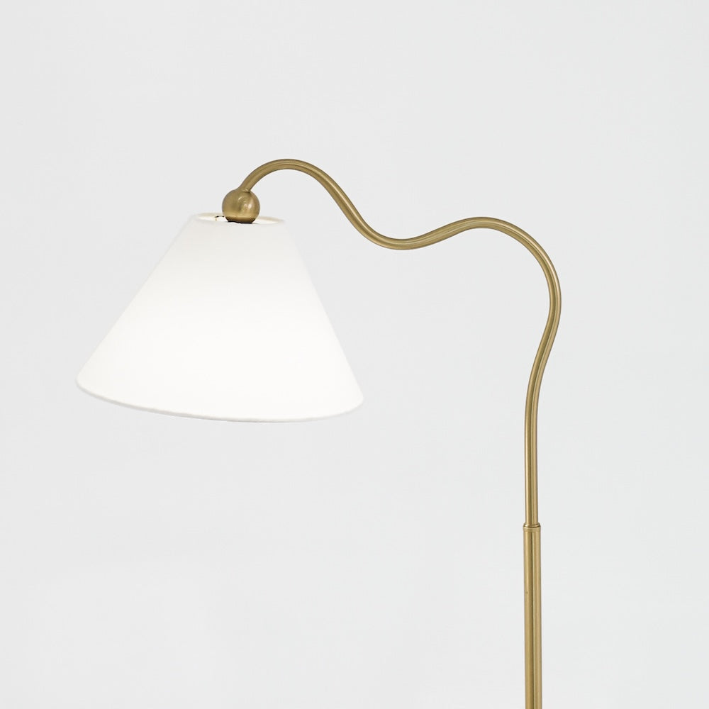 Ornate Brass Ring Base Curved Table Lamp with Triangle White Drum Shade from Ashcroft Furniture - Luna Furniture