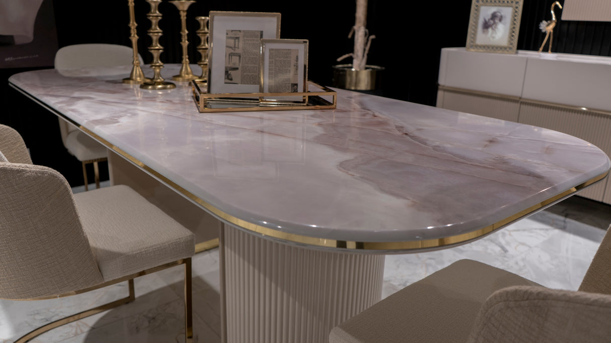 Orsino Rounded Rectangular Dining Table from Luna Luxury - Luna Furniture