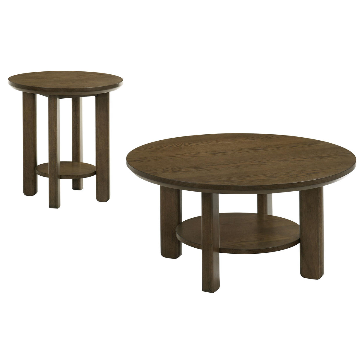 Ottowa Brown 2-Piece Round Wood Coffee Table Set from Coaster - Luna Furniture