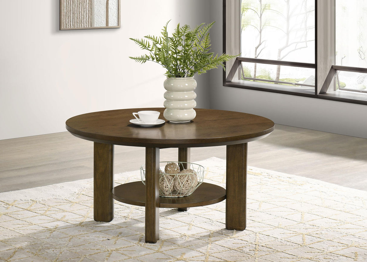 Ottowa Brown 36-inch Round Wood Cocktail Coffee Table from Coaster - Luna Furniture