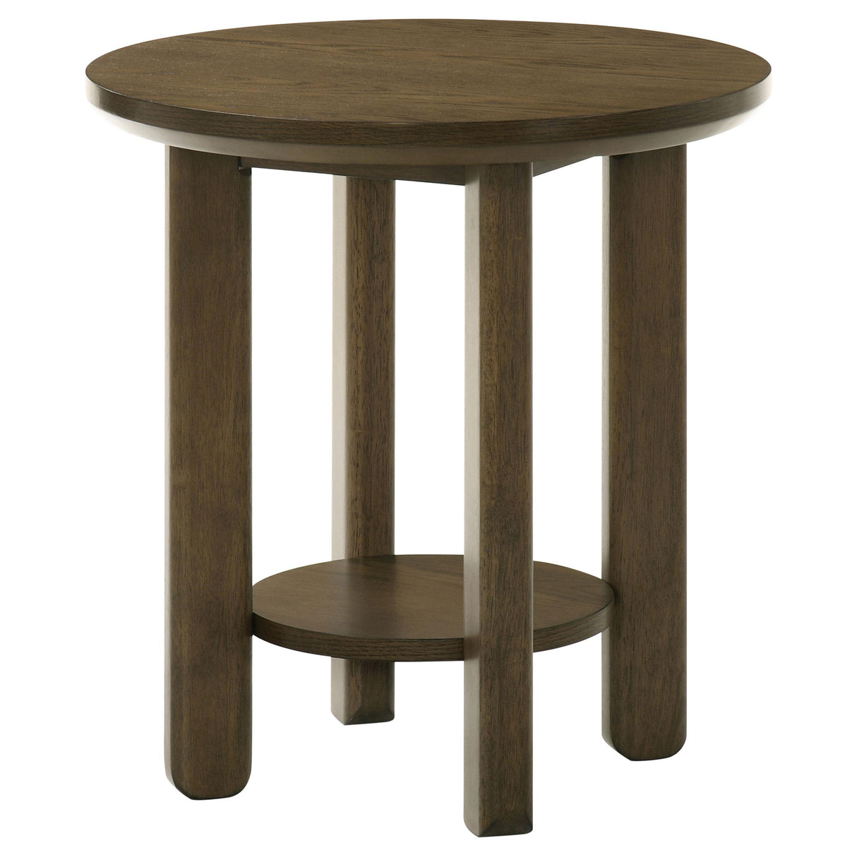 Ottowa Brown Round Wood Side End Table with Shelf from Coaster - Luna Furniture
