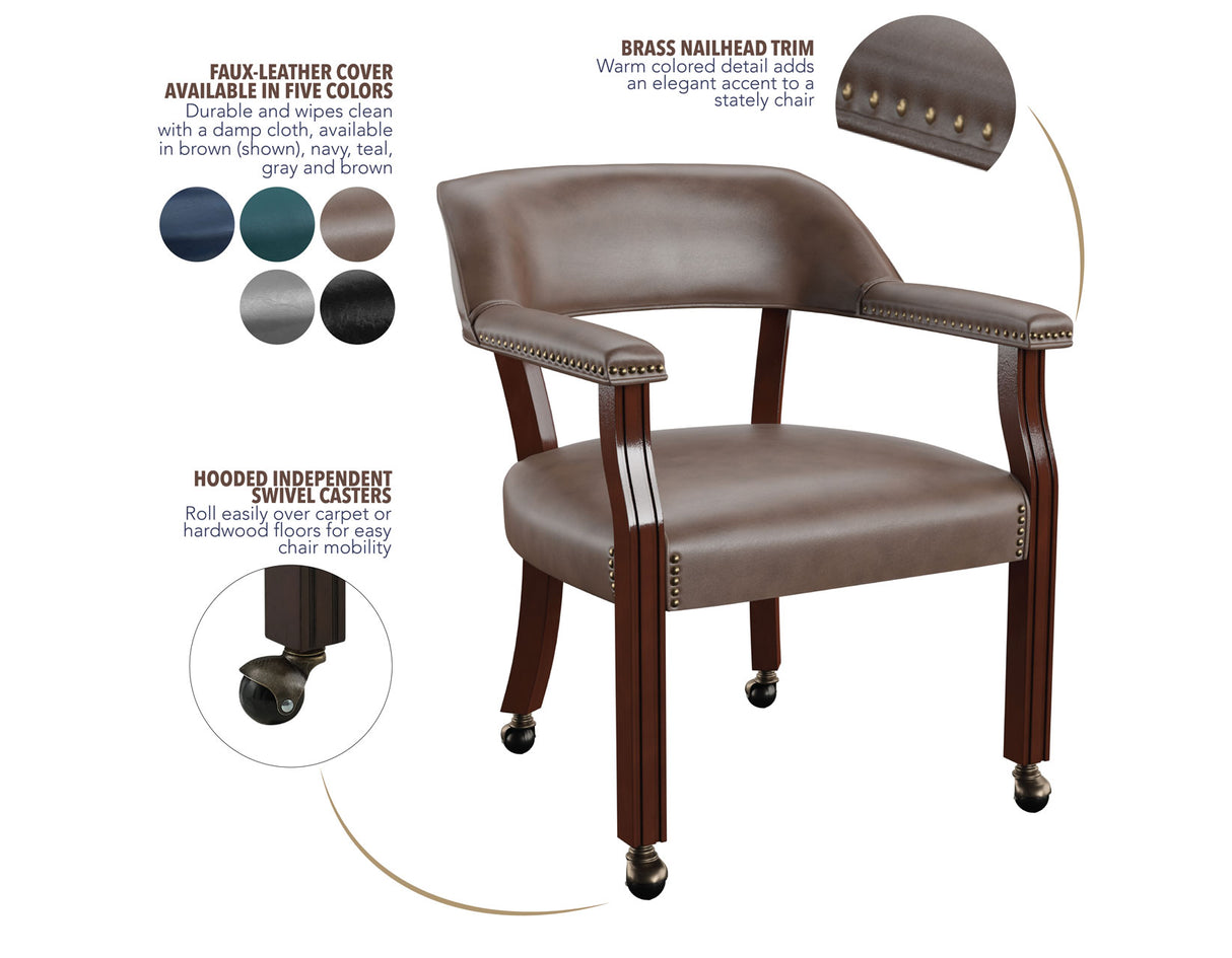 Tournament Arm Chair w/Casters – Brown, Set of 2 from Steve Silver - Luna Furniture