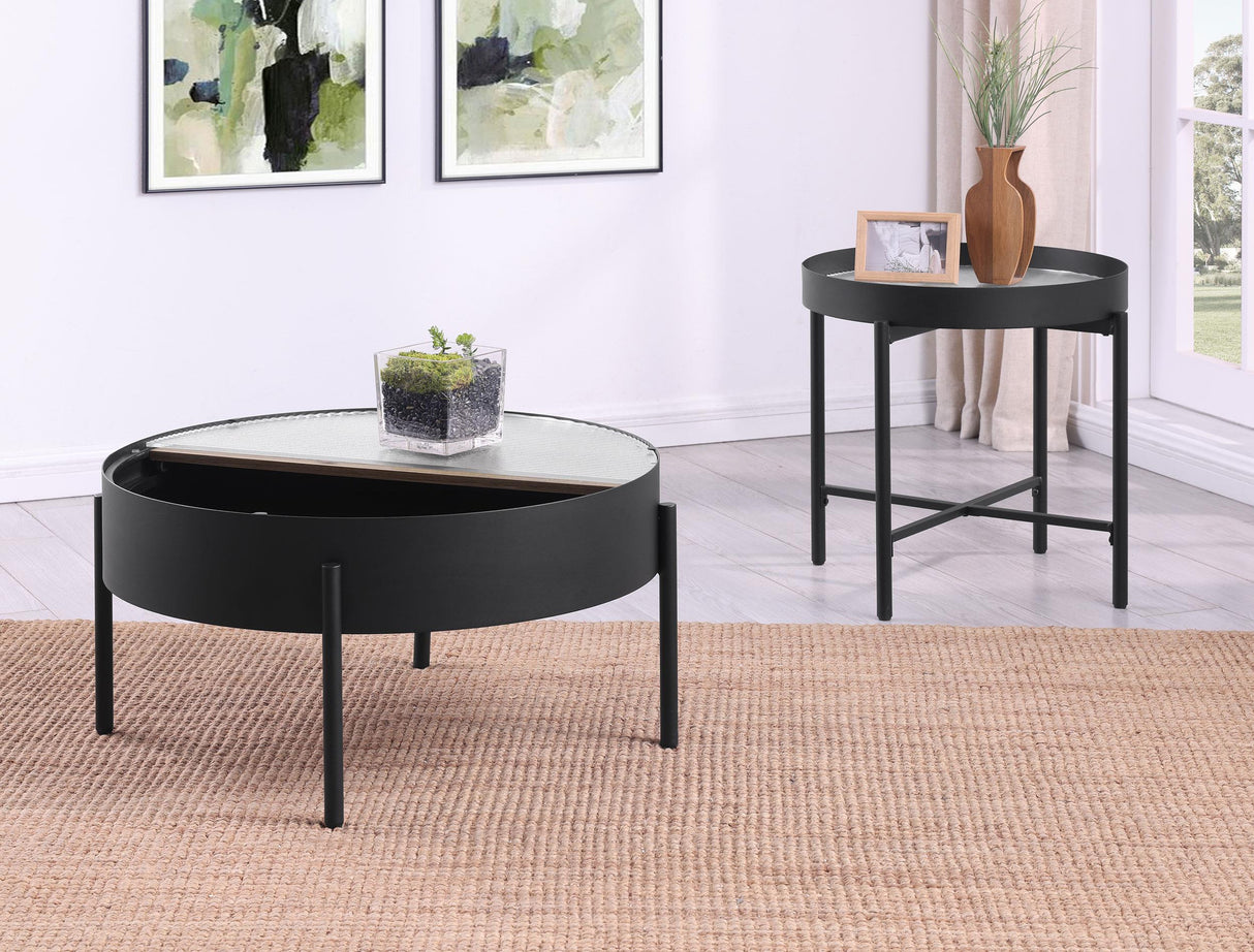 Ozella Sandy Black 2-Piece Round Coffee and End Table Set from Coaster - Luna Furniture