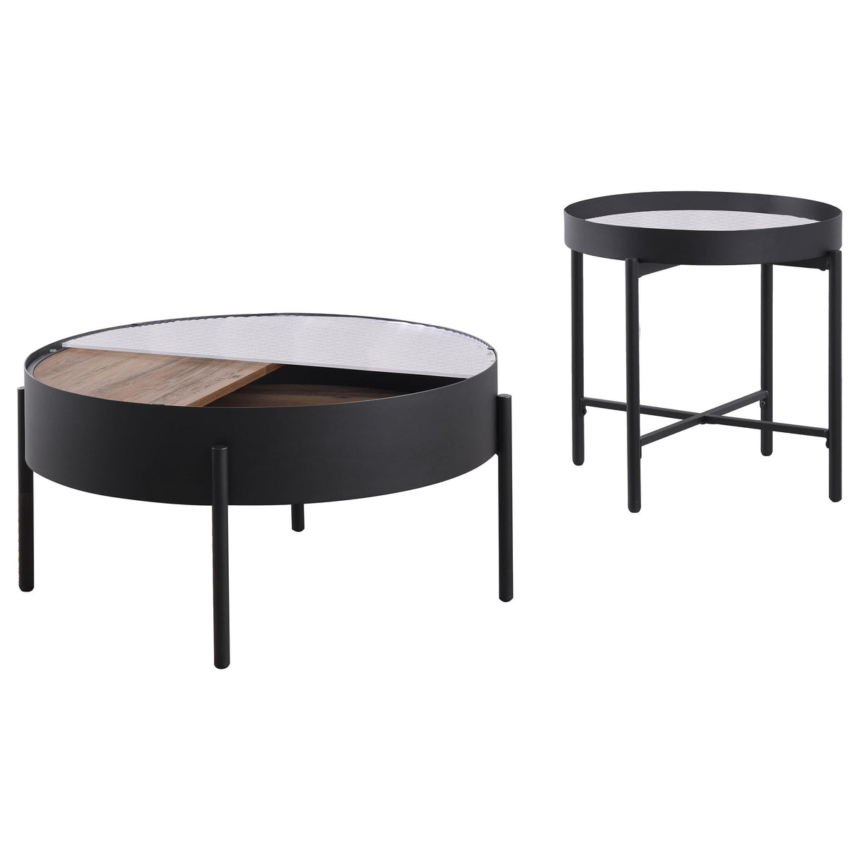 Ozella Sandy Black 2-Piece Round Coffee and End Table Set from Coaster - Luna Furniture