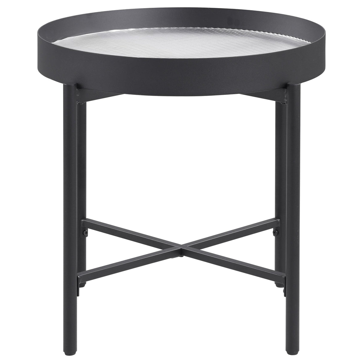 Ozella Sandy Black Round End Table with Recessed Top from Coaster - Luna Furniture