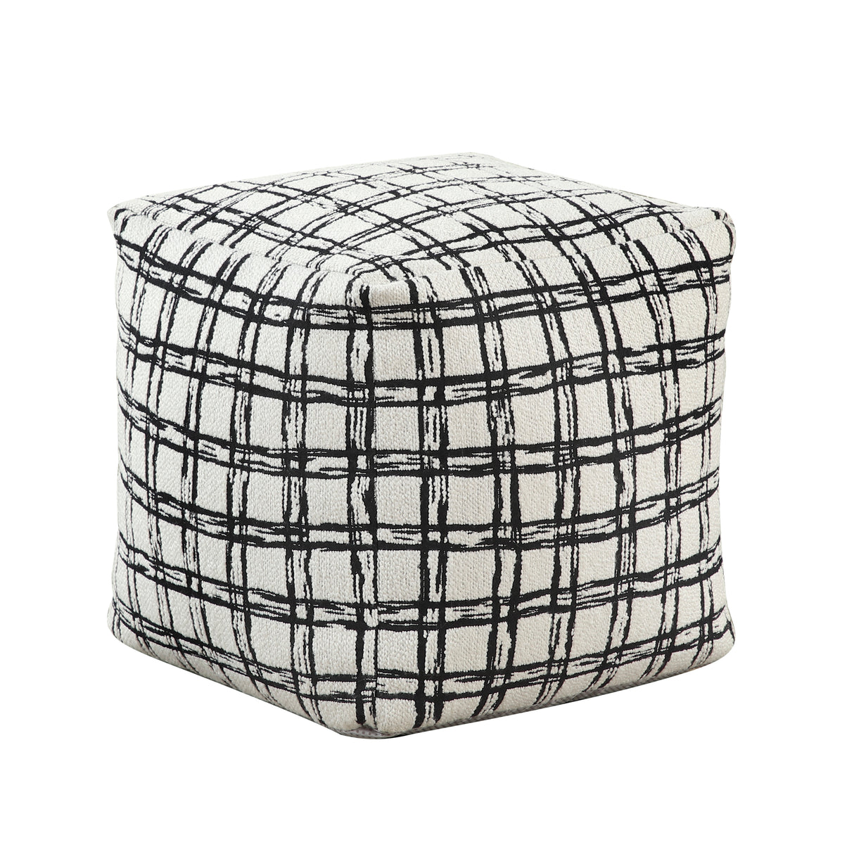 Easley Black/White Patterned Jacquard Pouf from Homelegance - Luna Furniture