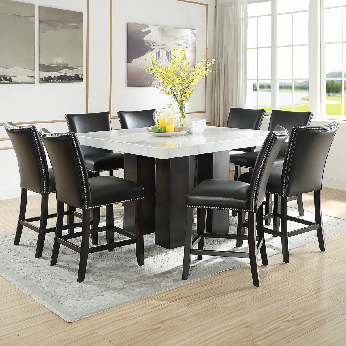 Camila Black/White Square Counter Height Table from Steve Silver - Luna Furniture