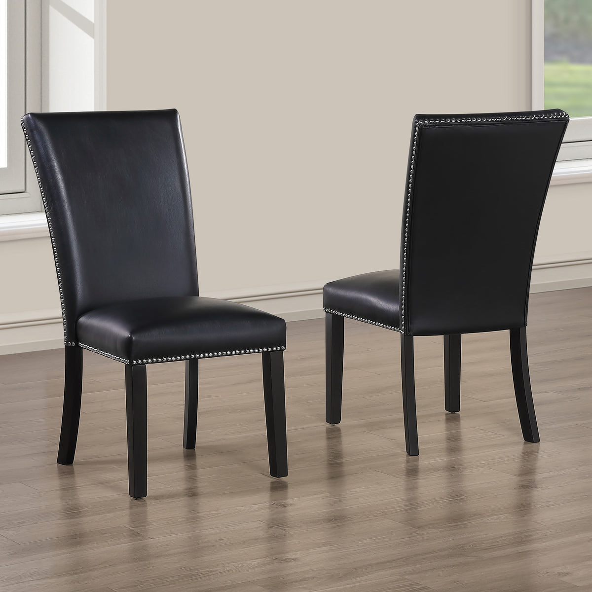 Artemis Black 5-Piece 70" Rectangle Gray Marble Table with 4 Black Vegan Leather Chairs from Steve Silver - Luna Furniture