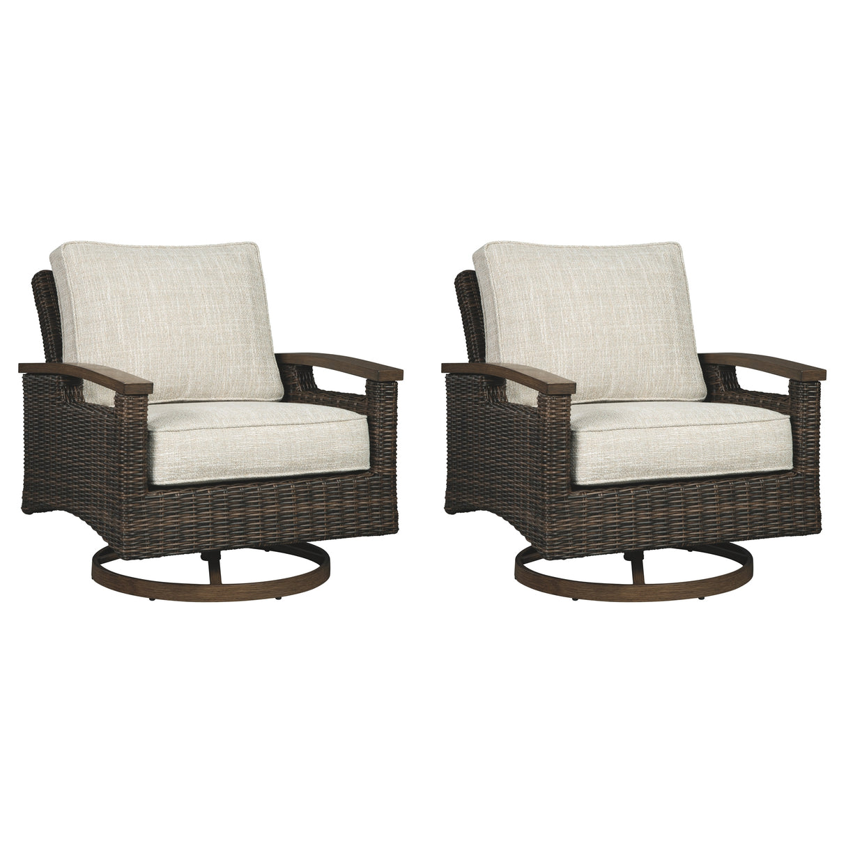 Paradise Trail Medium Brown Outdoor Loveseat and 2 Lounge Chairs with Fire Pit Table from Ashley Furniture - Luna Furniture