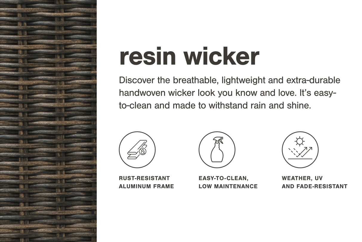 Paradise Trail Outdoor Loveseat and 2 Lounge Chairs with Fire Pit Table in Medium Brown from Ashley - Luna Furniture