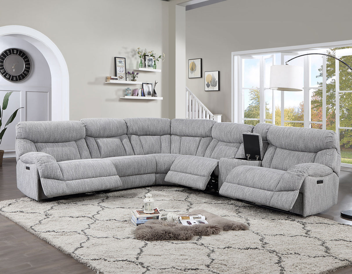 Park City Pearl Silver 6-Piece Dual Power Reclining Sectional from Steve Silver - Luna Furniture
