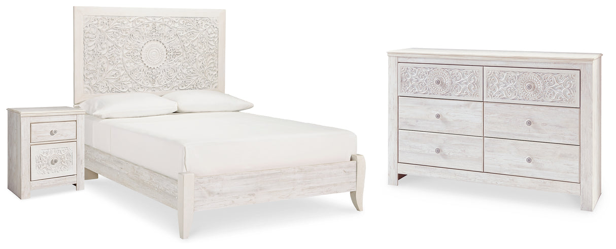 Paxberry Whitewash Full Panel Bed, Dresser and Nightstand from Ashley - Luna Furniture