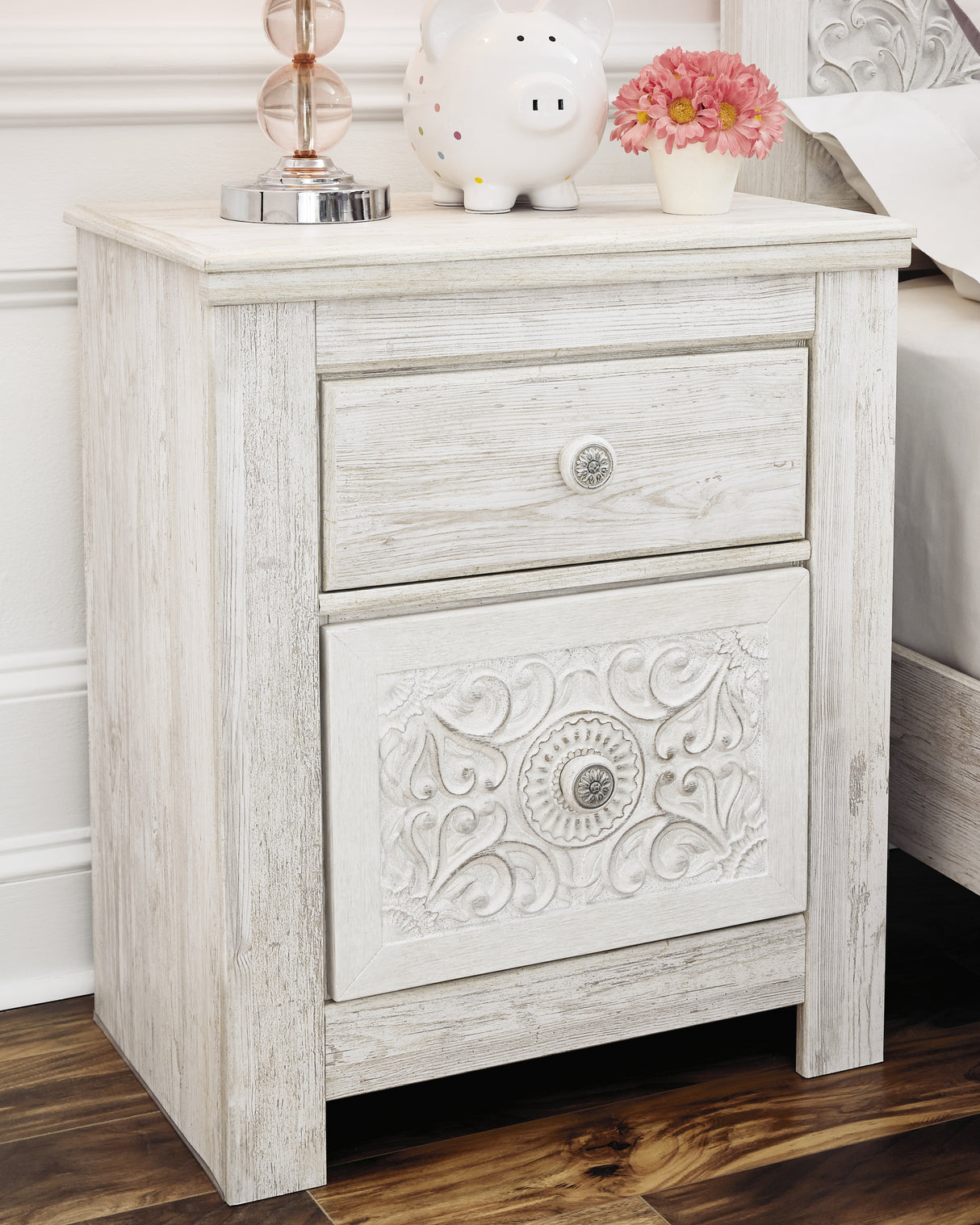 Paxberry Whitewash Full Panel Bed, Dresser and Nightstand from Ashley - Luna Furniture