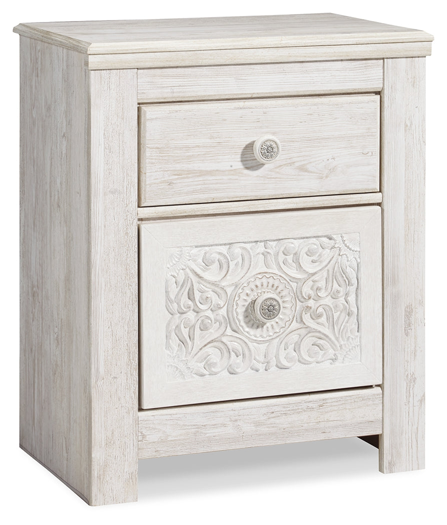 Paxberry Whitewash Queen Panel Bed, Dresser, 2 Chests and 2 Nightstands from Ashley - Luna Furniture