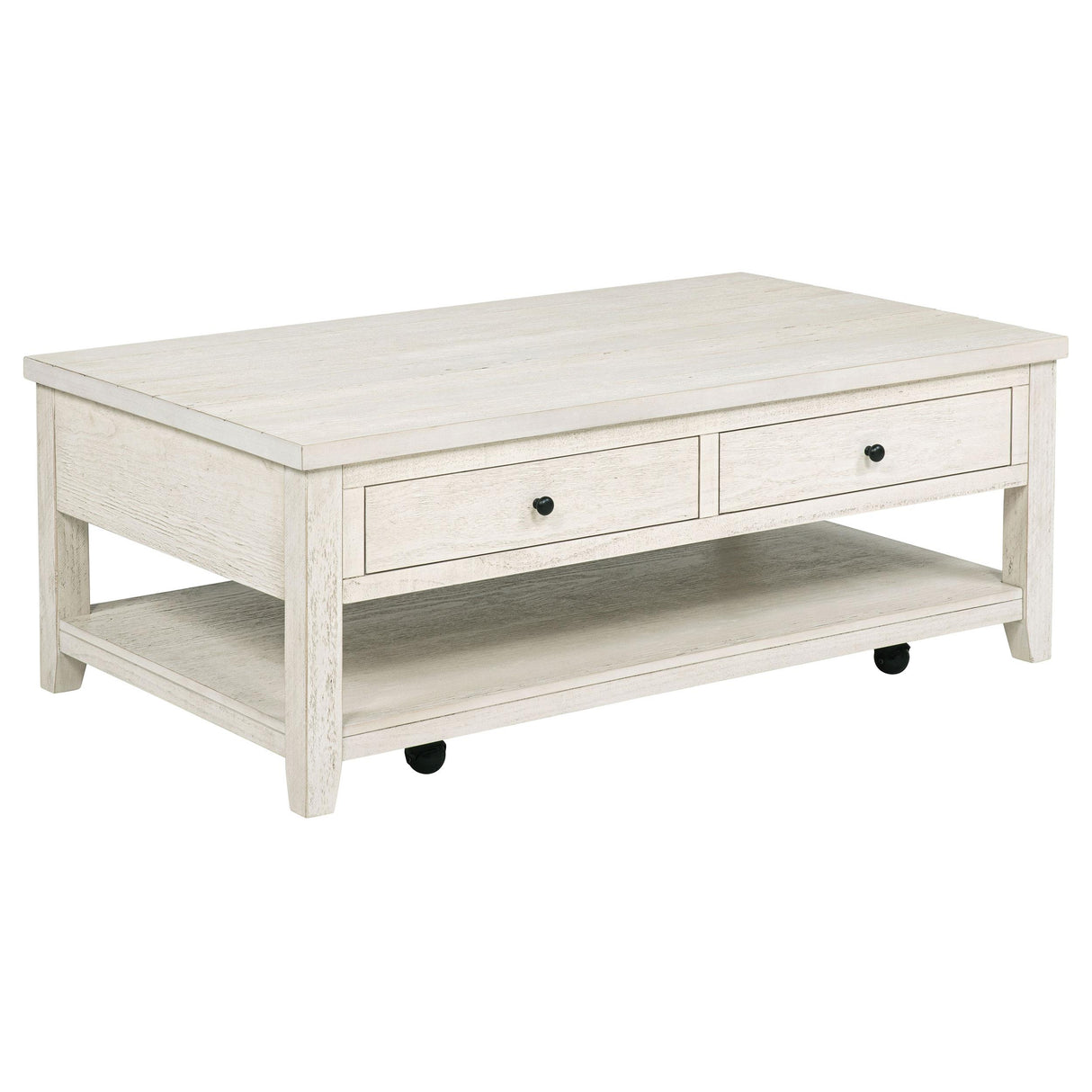 Payne Distressed White 48-inch Mobile Lift Top Coffee Table from Coaster - Luna Furniture