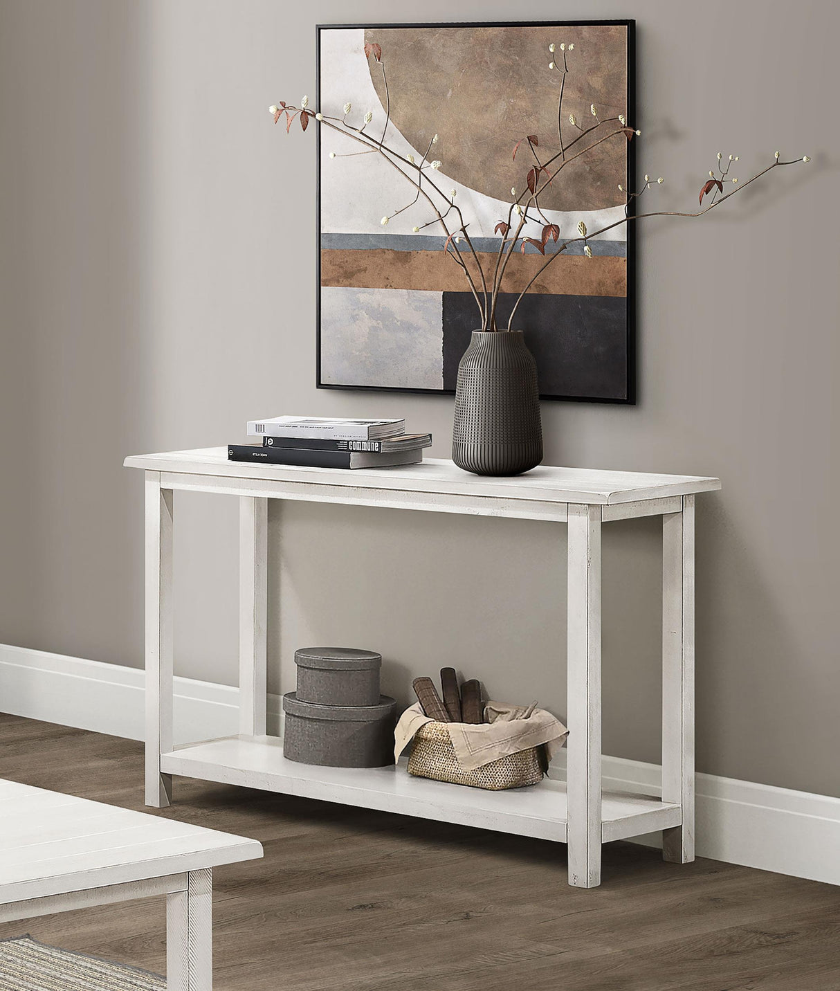 Payne White Wood Entryway Sofa Console Table from Coaster - Luna Furniture