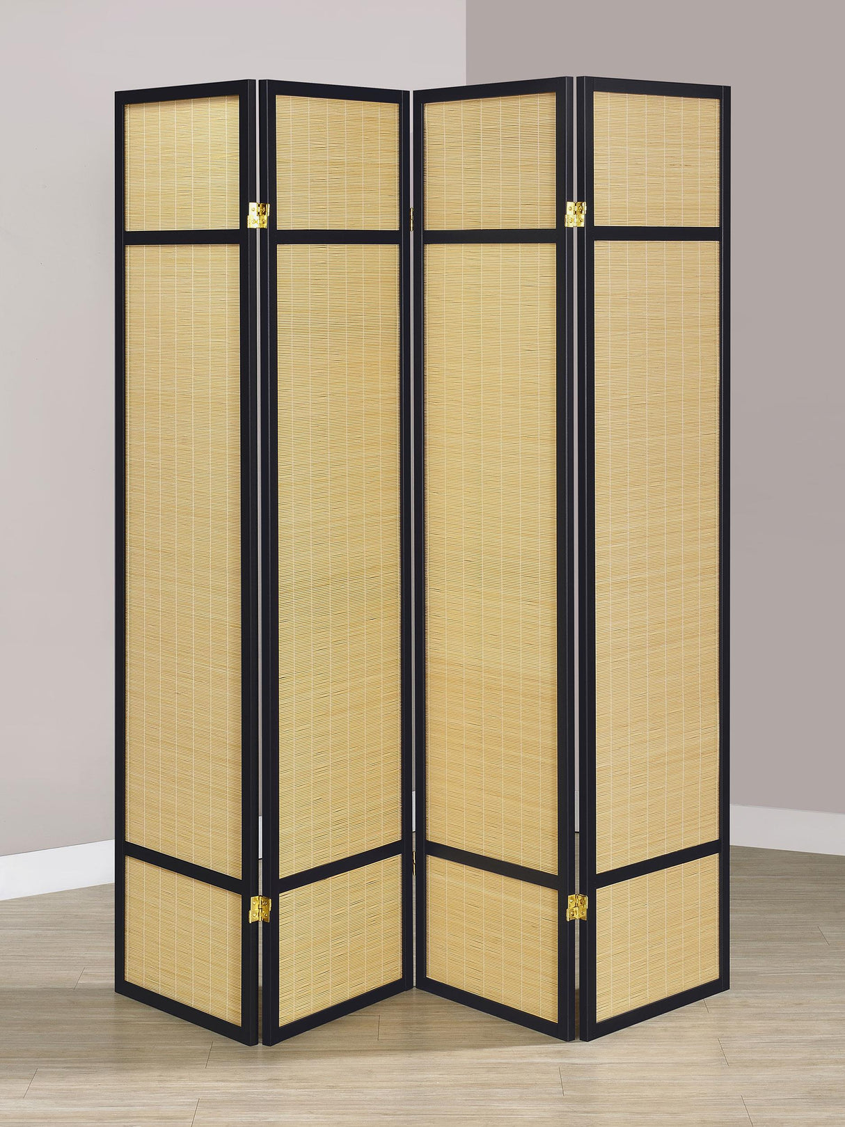 Pearce Natural 4-Panel Bamboo Room Divider Folding Screen from Coaster - Luna Furniture