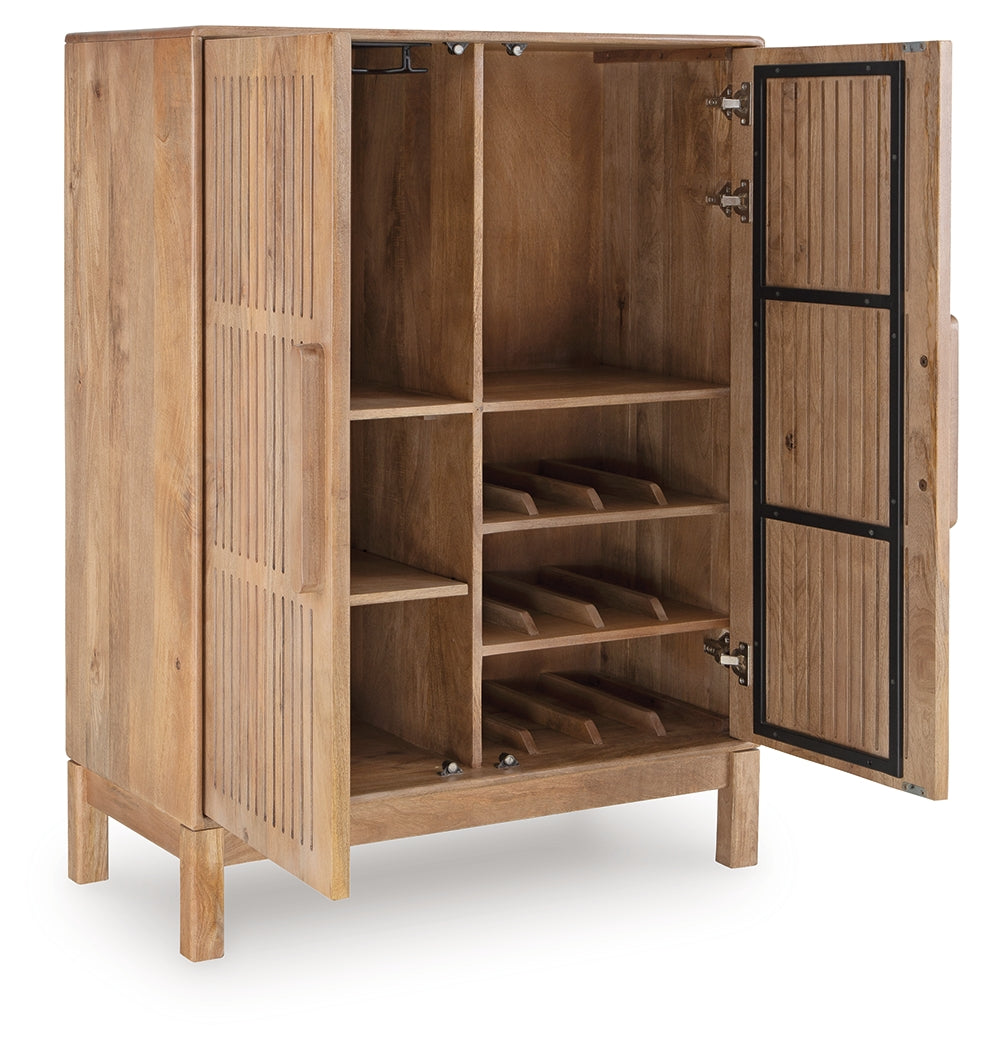 Pellamour Natural Brown Bar Cabinet from Ashley - Luna Furniture