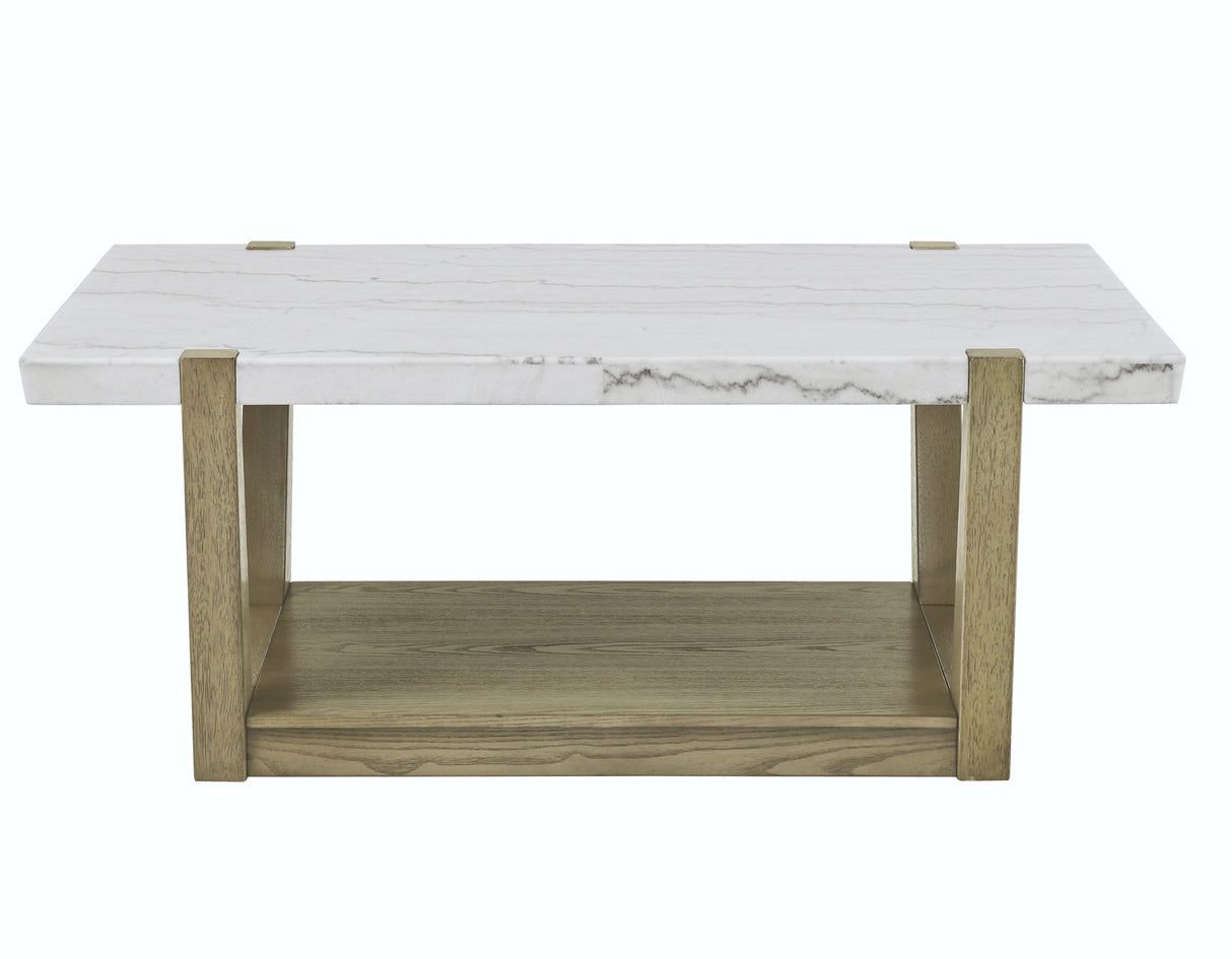 Perth White Marble Top Cocktail Table with Casters from Steve Silver - Luna Furniture