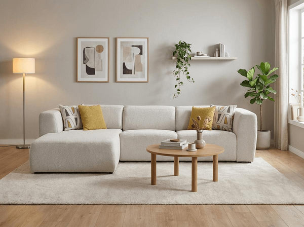 Picasso Oscar White LAF Chaise Sleeper Sectional