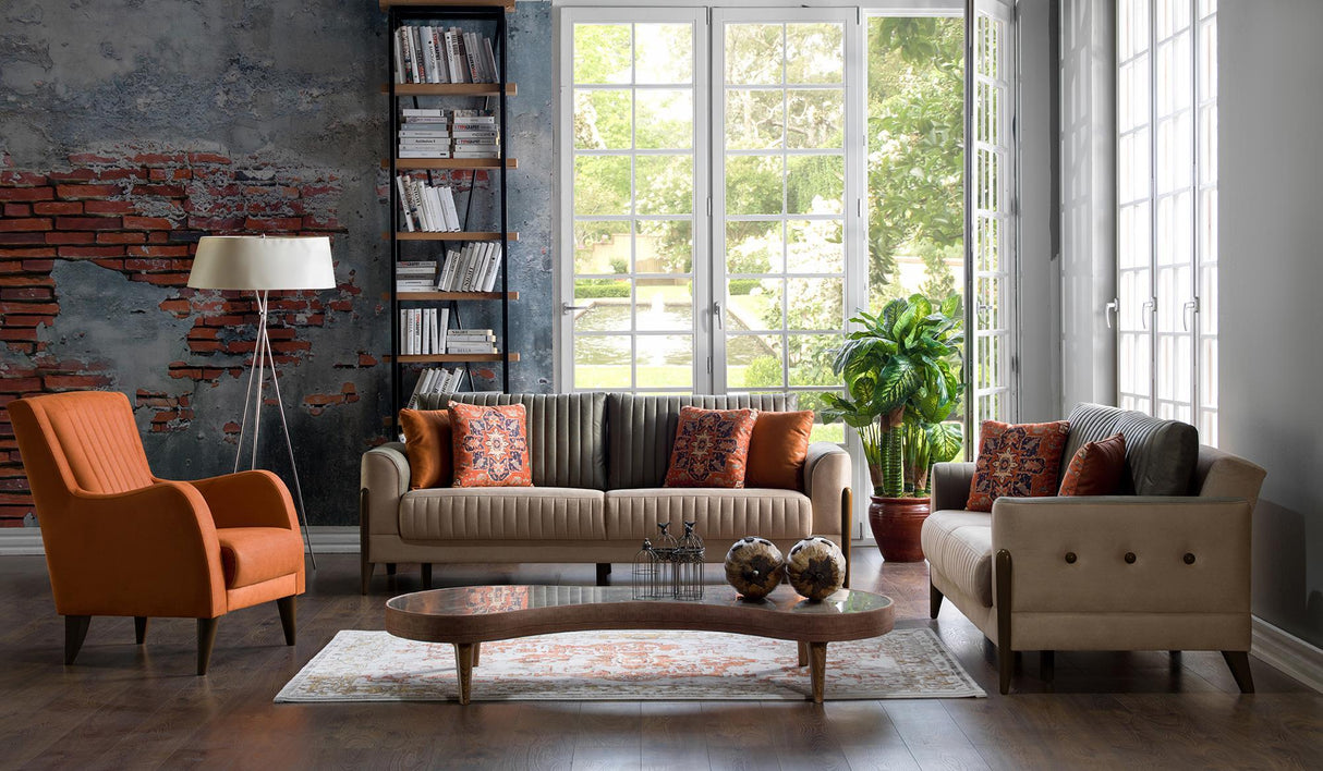 Piero Hande Orange Mid-Century Accent Chair from Bellona - Luna Furniture